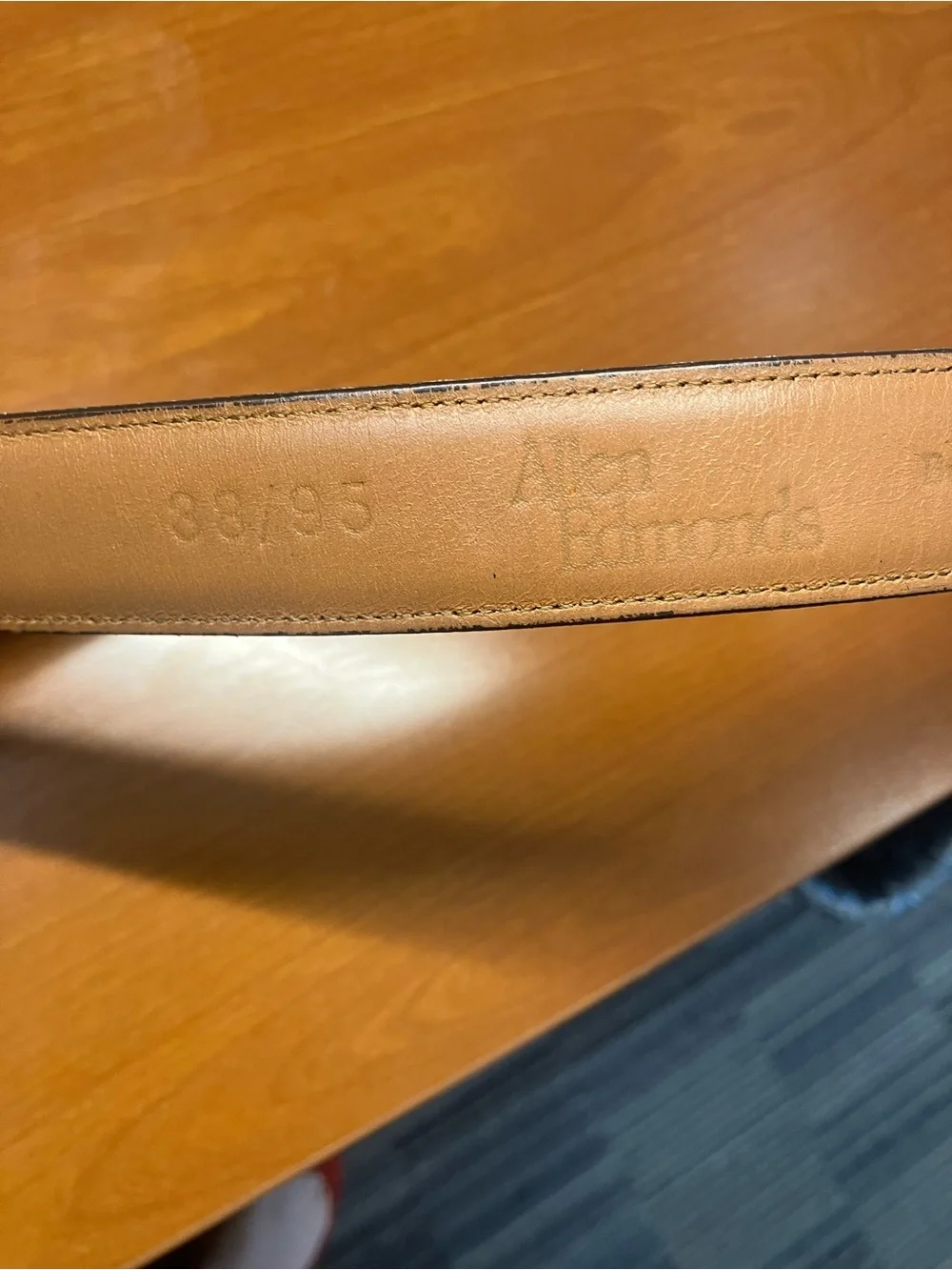 Allen Edmonds 38 burnished calf Cognac Leather Belt Brass Buckle handmade in USA